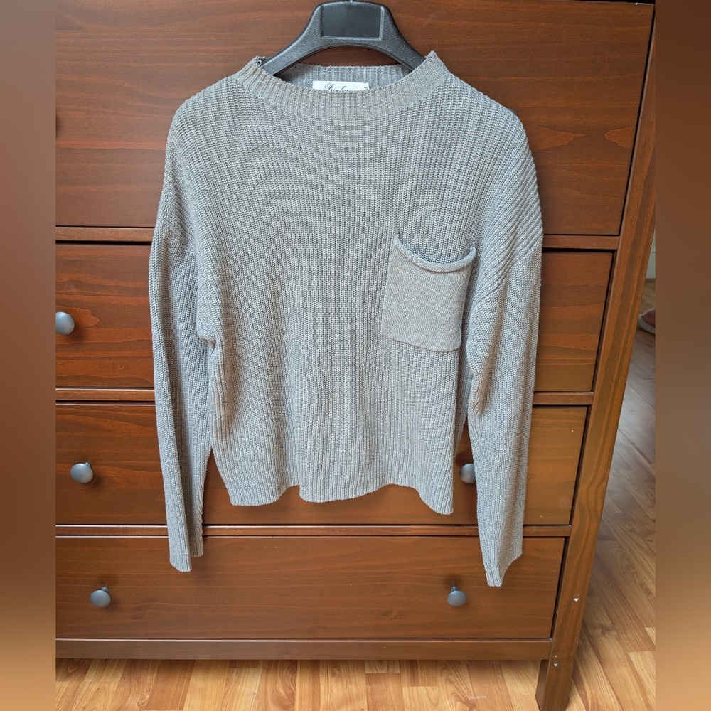 Prinbara Women's Crewneck/Mocneck Long Sleeve Oversized Knit Sweater With Pocket